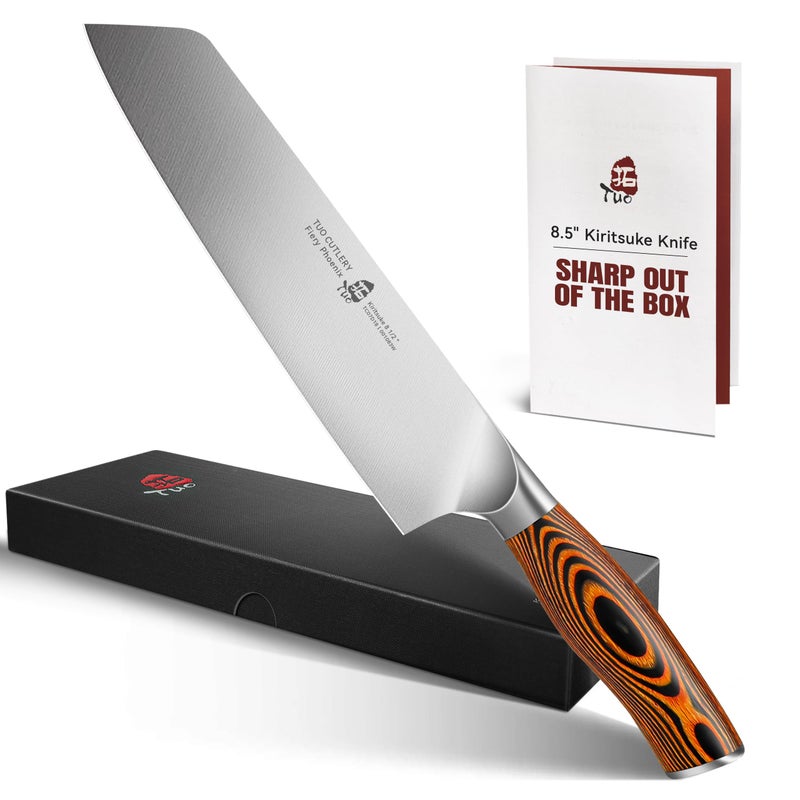 TUO Kiritsuke Chef Knife, 8.5 inch Asian Kitchen Knife for Cutting Fish & Meat, High Carbon German Steel Japanese Blade-Type with Ergonomic Handle - Image 1